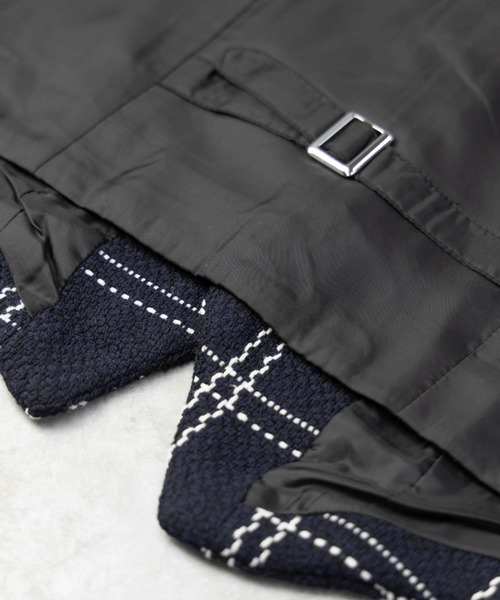 NYLAUS(ナイラス)の「ジャガード 格子柄 ベスト(ベスト・メンズ・ブラック×グレー/ネイビー×ホワイト・M/LL/L)」の14枚目の写真