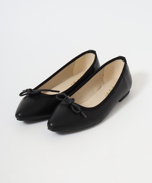 AAA+Feminine（サンエープラスフェミニン）の「AAA+Feminine ポインテッドトゥフラットバレエパンプス（バレエシューズ・レディース・ベージュ/ブラック系その他2/ブラック/ブラック系その他・3L/SS/L/S/LL/M）」の7枚目の写真