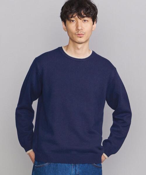 BEAUTY&YOUTH UNITED ARROWS（ビューティーアンドユースユナイテッドアローズ）の「BY ウォッシャブル ウールミックス トリム ニット（ニット/セーター・メンズ・ベージュ/コバルトブルー/ホワイト・S/XL/M/L）」の7枚目の写真