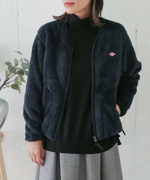 DANTON（ダントン）の「DANTON　HIGH PILE ZIP V-NECK JACKET（その他アウター・レディース・ライトカーキ/ブラック/チャコールグレー/ネイビー/ピンクベージュ・36）」の4枚目の写真