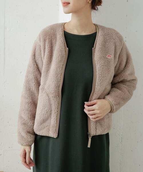 DANTON（ダントン）の「DANTON　HIGH PILE ZIP V-NECK JACKET（その他アウター・レディース・ライトカーキ/ブラック/チャコールグレー/ネイビー/ピンクベージュ・36）」の5枚目の写真