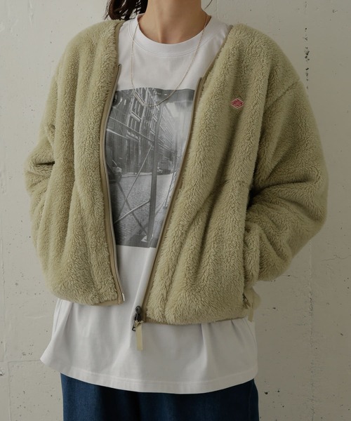 DANTON（ダントン）の「DANTON　HIGH PILE ZIP V-NECK JACKET（その他アウター・レディース・ライトカーキ/ブラック/チャコールグレー/ネイビー/ピンクベージュ・36）」の7枚目の写真