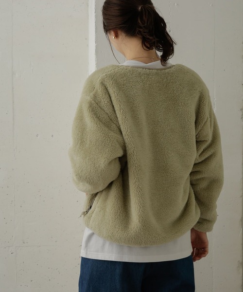 DANTON（ダントン）の「DANTON　HIGH PILE ZIP V-NECK JACKET（その他アウター・レディース・ライトカーキ/ブラック/チャコールグレー/ネイビー/ピンクベージュ・36）」の9枚目の写真