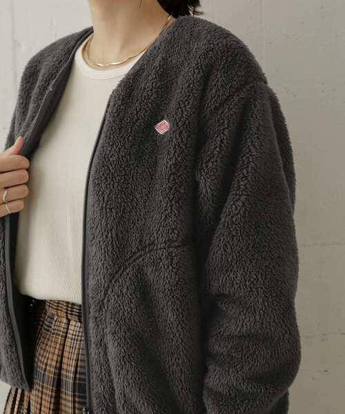 DANTON（ダントン）の「DANTON　HIGH PILE ZIP V-NECK JACKET（その他アウター・レディース・ライトカーキ/ブラック/チャコールグレー/ネイビー/ピンクベージュ・36）」の11枚目の写真