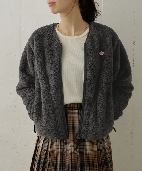 DANTON（ダントン）の「DANTON　HIGH PILE ZIP V-NECK JACKET（その他アウター・レディース・ライトカーキ/ブラック/チャコールグレー/ネイビー/ピンクベージュ・36）」の12枚目の写真