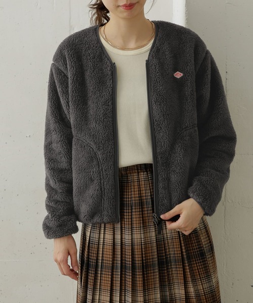 DANTON（ダントン）の「DANTON　HIGH PILE ZIP V-NECK JACKET（その他アウター・レディース・ライトカーキ/ブラック/チャコールグレー/ネイビー/ピンクベージュ・36）」の13枚目の写真