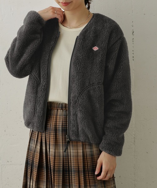 DANTON（ダントン）の「DANTON　HIGH PILE ZIP V-NECK JACKET（その他アウター・レディース・ライトカーキ/ブラック/チャコールグレー/ネイビー/ピンクベージュ・36）」の14枚目の写真