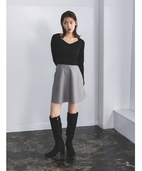 fifth calin（フィフスカラン）の「ミニフレアスカート（スカート・レディース・ブラウン/グレー・MEDIUM）」の4枚目の写真