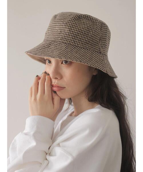 Green Parks(グリーンパークス)の「・チェックリバーシブルハット*(ハット・レディース・ブラウン/ブラック/グレー・FREE)」の6枚目の写真