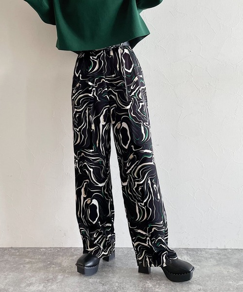 PAGEBOY（ページボーイ）の「カラーMIXマーブルパンツ（その他パンツ・レディース・ブラック/オフホワイト・FREE）」の2枚目の写真