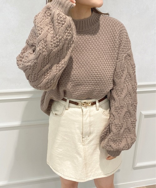 apres jour（アプレジュール）の「袖編みデザインニット【ZOZOTOWN限定アイテム】（ニット/セーター・レディース・オレンジ/アイボリー/ブルー系その他/モカ・X-LARGE/フリー）」の13枚目の写真