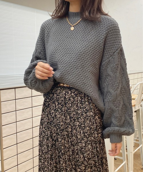 apres jour（アプレジュール）の「袖編みデザインニット【ZOZOTOWN限定アイテム】（ニット/セーター・レディース・オレンジ/アイボリー/ブルー系その他/モカ・X-LARGE/フリー）」の22枚目の写真