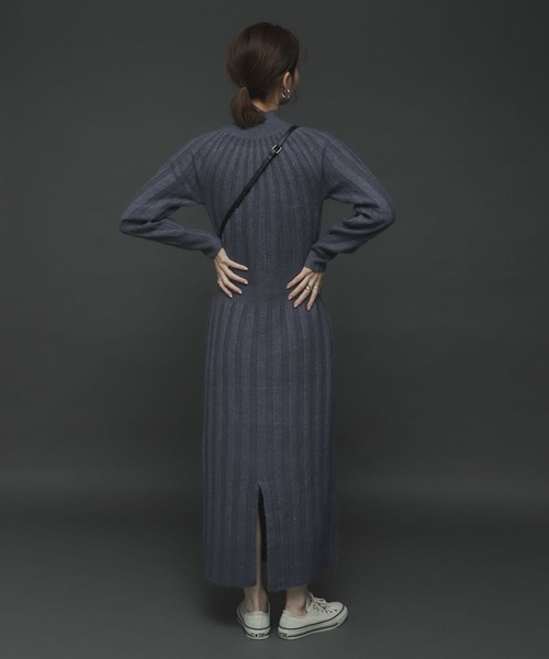 SENSE OF PLACE by URBAN RESEARCH（センスオブプレイスバイアーバンリサーチ）の「ストレッチアルパカウエストマークワンピース（ワンピース・レディース・ライトブルー/ブラック/アイボリー・ONE）」の10枚目の写真