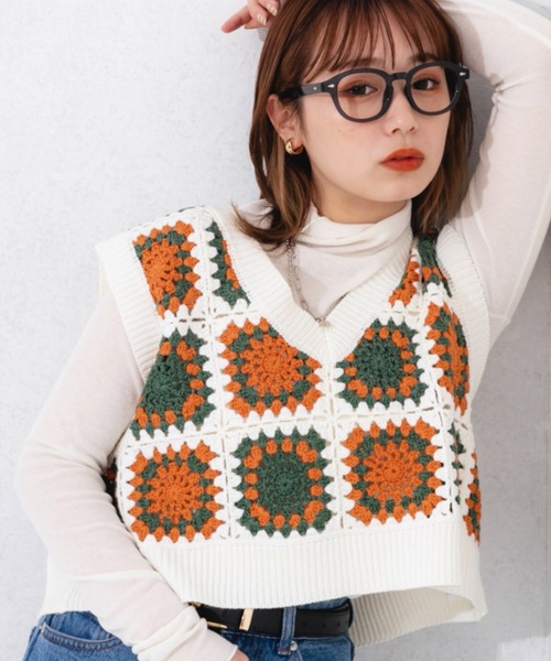 nemne store（ネンネストア）の「カラフルかぎ針編みビスチェ（ベスト