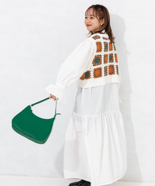 nemne store（ネンネストア）の「カラフルかぎ針編みビスチェ（ベスト・レディース・オフホワイト/ピンク/グリーン・フリー）」の20枚目の写真