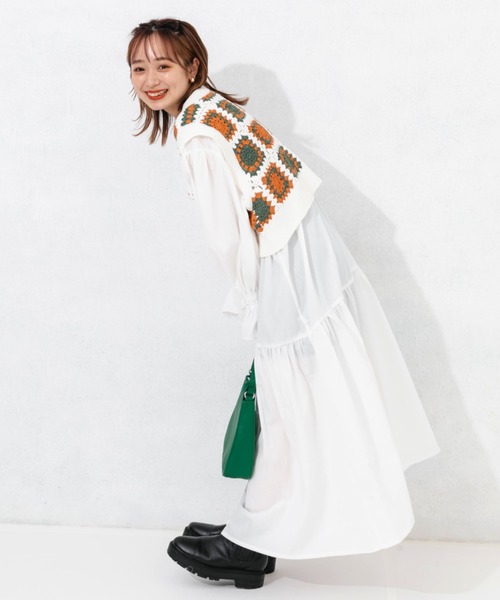 nemne store（ネンネストア）の「カラフルかぎ針編みビスチェ（ベスト・レディース・オフホワイト/ピンク/グリーン・フリー）」の21枚目の写真