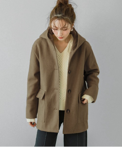 SUGAR BISKET（シュガービスケット）の「ウール混ハーフコート（その他アウター・レディース・ベージュ/モカ/ブラウン/ブラック・M/L）」の4枚目の写真