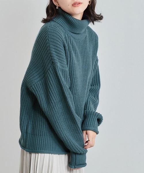 cepo（セポ）の「アゼアミタートルネックニット（ニット/セーター・レディース・グリーン/ピンク/チャコール/ブルー・M）」の4枚目の写真
