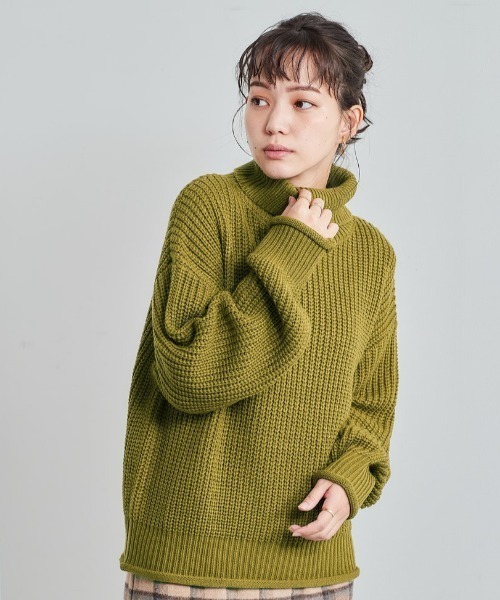cepo（セポ）の「アゼアミタートルネックニット（ニット/セーター・レディース・グリーン/ピンク/チャコール/ブルー・M）」の12枚目の写真