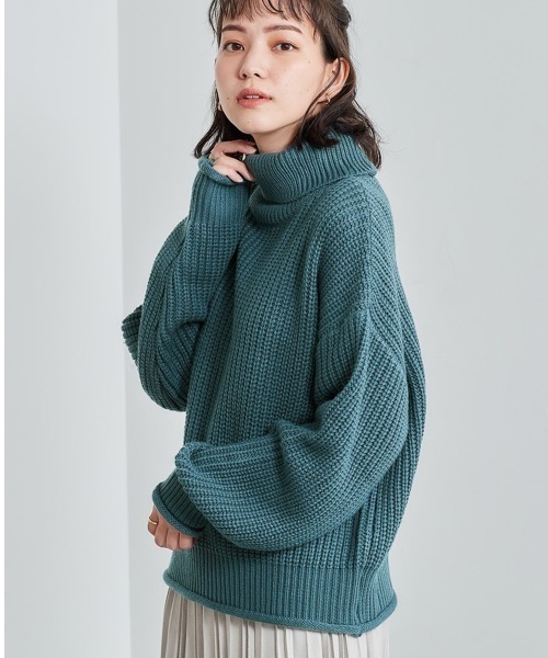 cepo（セポ）の「アゼアミタートルネックニット（ニット/セーター・レディース・グリーン/ピンク/チャコール/ブルー・M）」の18枚目の写真