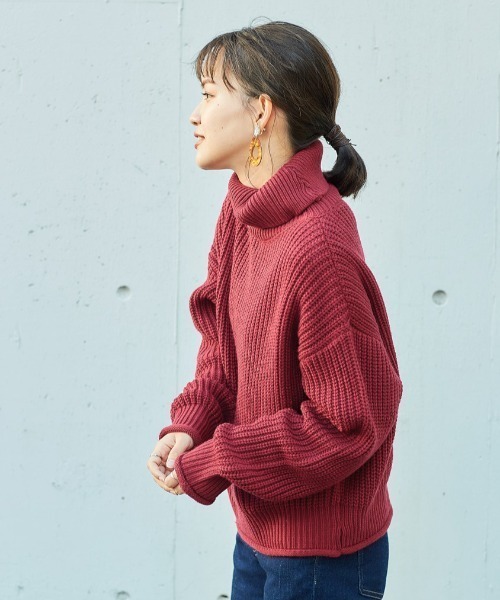 cepo（セポ）の「アゼアミタートルネックニット（ニット/セーター・レディース・グリーン/ピンク/チャコール/ブルー・M）」の22枚目の写真