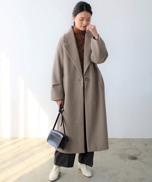 GeeRA(ジーラ)の「ニットモッサ袖タックチェスターコート(その他アウター・レディース・ブルー/アイボリー/モカ・MEDIUM)」の12枚目の写真