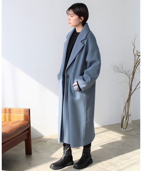 GeeRA(ジーラ)の「ニットモッサ袖タックチェスターコート(その他アウター・レディース・ブルー/アイボリー/モカ・MEDIUM)」の13枚目の写真