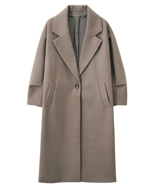 GeeRA(ジーラ)の「ニットモッサ袖タックチェスターコート(その他アウター・レディース・ブルー/アイボリー/モカ・MEDIUM)」の4枚目の写真