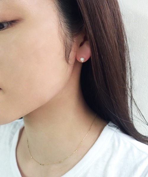 ノワールドプーペ　K10 ローズクォーツ ニュアンス スタッドピアス NOIR DE POUPEE K10 ローズクォーツ ニュアンススタッドピアス NOIR DE