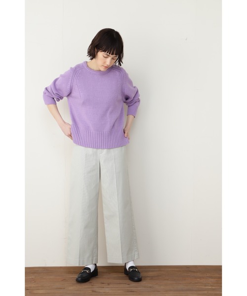 human woman(ヒューマンウーマン)の「◆コットンアクリル天竺ニットプルオーバー(ニット/セーター・レディース・ホワイト系その他/パープル/ブルー・MEDIUM)」の18枚目の写真