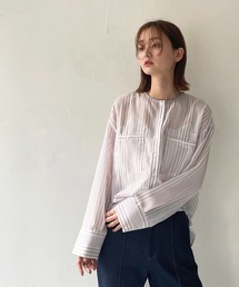 CLEIO | 【CLEIO】シアーストライプクルーネックシャツ(シャツ/ブラウス)