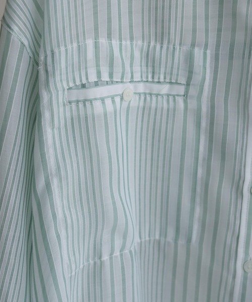 CLEIO（クレイオ）の「【CLEIO】シアーストライプクルーネックシャツ（シャツ/ブラウス・レディース・ライトグリーン/ラベンダー・FREE）」の6枚目の写真