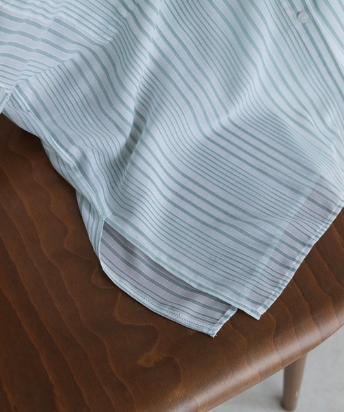 CLEIO（クレイオ）の「【CLEIO】シアーストライプクルーネックシャツ（シャツ/ブラウス・レディース・ライトグリーン/ラベンダー・FREE）」の9枚目の写真