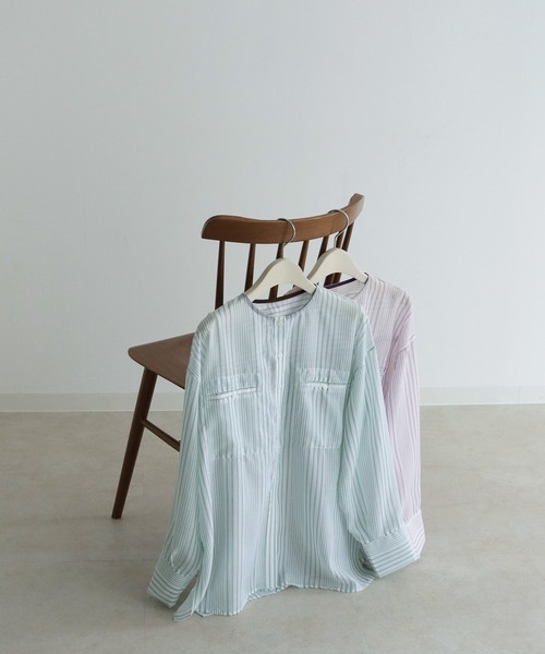 CLEIO（クレイオ）の「【CLEIO】シアーストライプクルーネックシャツ（シャツ/ブラウス・レディース・ライトグリーン/ラベンダー・FREE）」の11枚目の写真