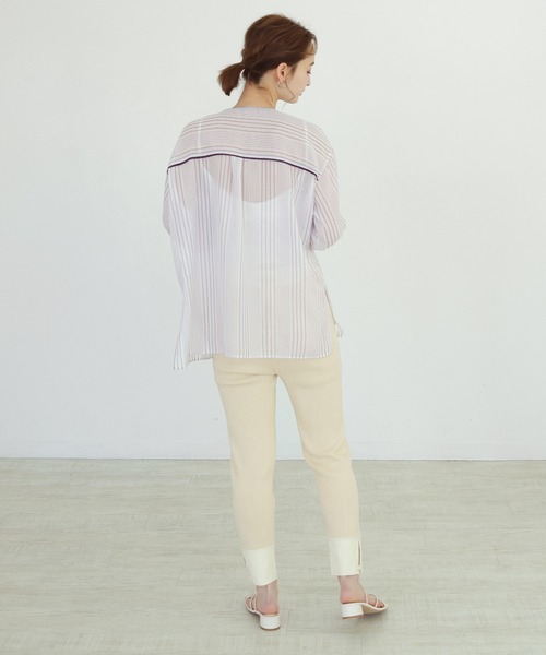 CLEIO（クレイオ）の「【CLEIO】シアーストライプクルーネックシャツ（シャツ/ブラウス・レディース・ライトグリーン/ラベンダー・FREE）」の22枚目の写真