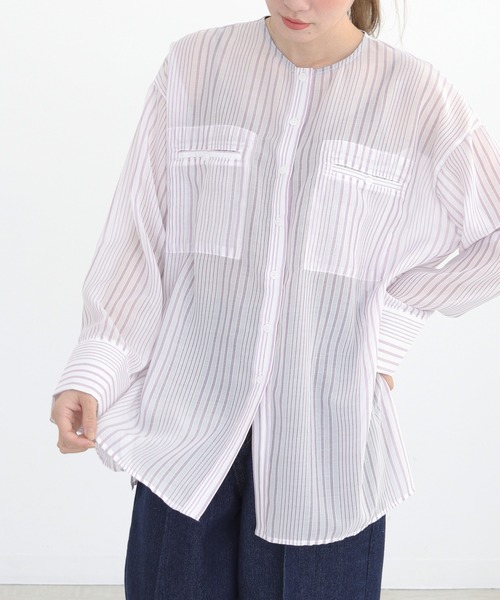 CLEIO（クレイオ）の「【CLEIO】シアーストライプクルーネックシャツ（シャツ/ブラウス・レディース・ライトグリーン/ラベンダー・FREE）」の20枚目の写真