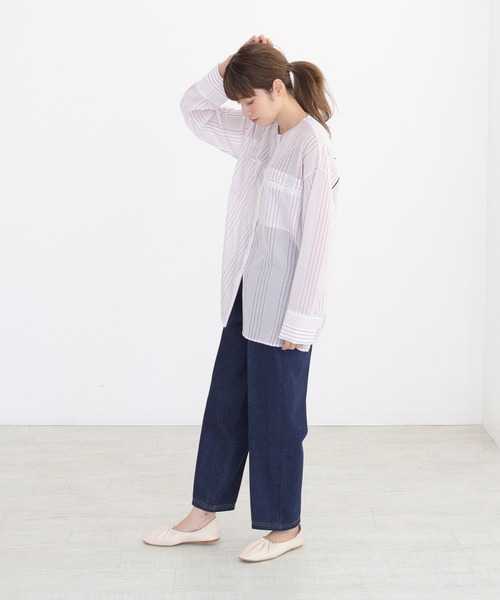 CLEIO（クレイオ）の「【CLEIO】シアーストライプクルーネックシャツ（シャツ/ブラウス・レディース・ライトグリーン/ラベンダー・FREE）」の15枚目の写真