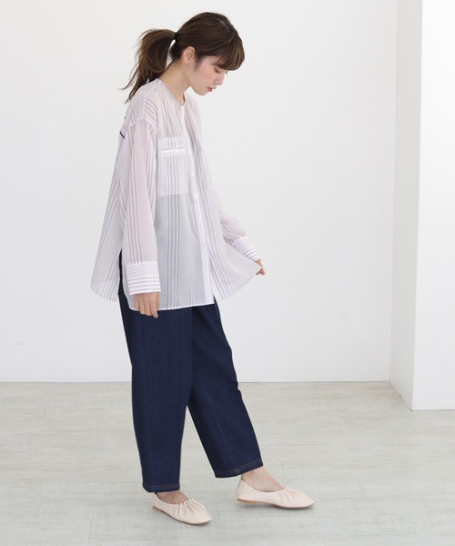 CLEIO（クレイオ）の「【CLEIO】シアーストライプクルーネックシャツ（シャツ/ブラウス・レディース・ライトグリーン/ラベンダー・FREE）」の14枚目の写真