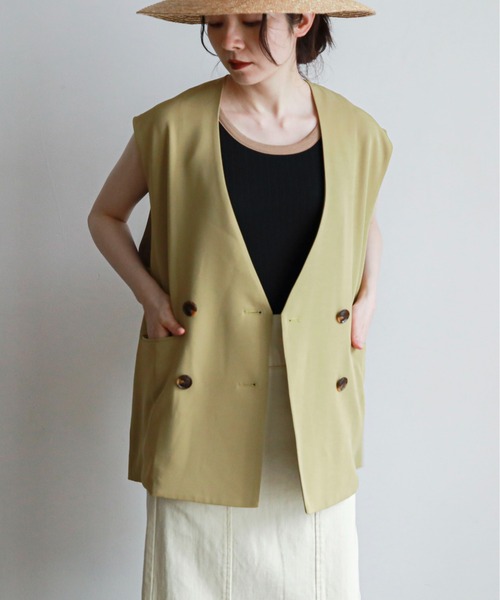 feepur（フェピュール）の「《セットアップ対応》ノーカラージレ（ベスト・レディース・ブラック/アイボリー/モカ/ライトカーキ・MEDIUM）」の4枚目の写真