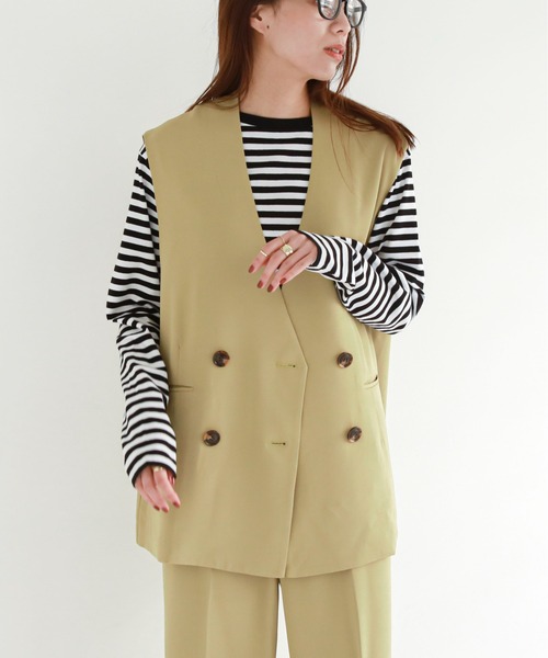 feepur（フェピュール）の「《セットアップ対応》ノーカラージレ（ベスト・レディース・ブラック/アイボリー/モカ/ライトカーキ・MEDIUM）」の7枚目の写真