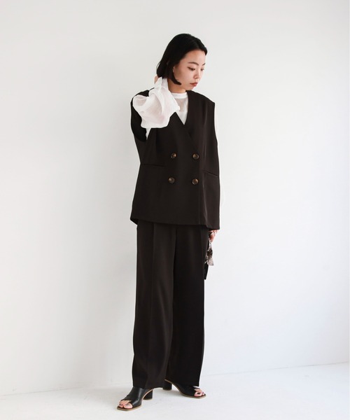 feepur（フェピュール）の「《セットアップ対応》ノーカラージレ（ベスト・レディース・ブラック/アイボリー/モカ/ライトカーキ・MEDIUM）」の19枚目の写真