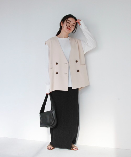 feepur（フェピュール）の「《セットアップ対応》ノーカラージレ（ベスト・レディース・ブラック/アイボリー/モカ/ライトカーキ・MEDIUM）」の15枚目の写真