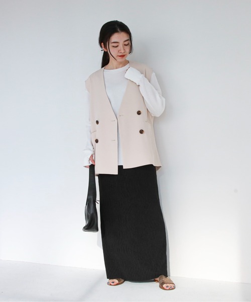 feepur（フェピュール）の「《セットアップ対応》ノーカラージレ（ベスト・レディース・ブラック/アイボリー/モカ/ライトカーキ・MEDIUM）」の10枚目の写真