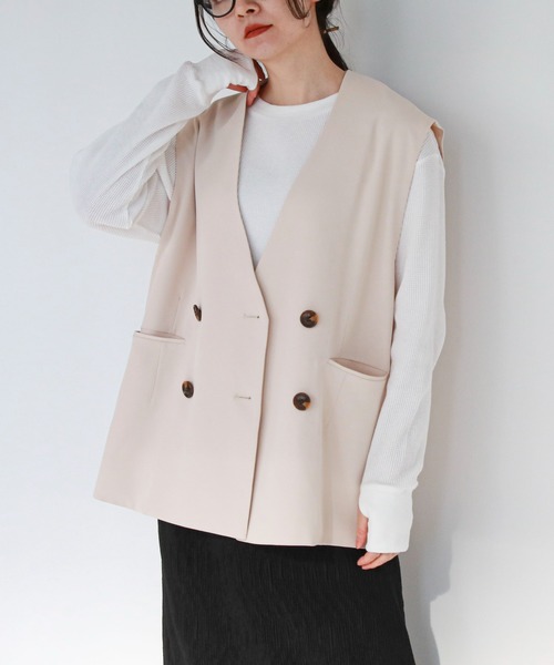 feepur（フェピュール）の「《セットアップ対応》ノーカラージレ（ベスト・レディース・ブラック/アイボリー/モカ/ライトカーキ・MEDIUM）」の18枚目の写真