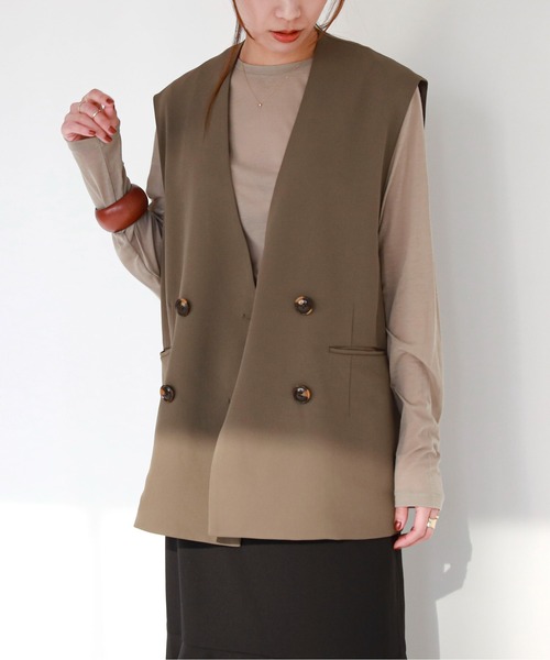 feepur（フェピュール）の「《セットアップ対応》ノーカラージレ（ベスト・レディース・ブラック/アイボリー/モカ/ライトカーキ・MEDIUM）」の11枚目の写真