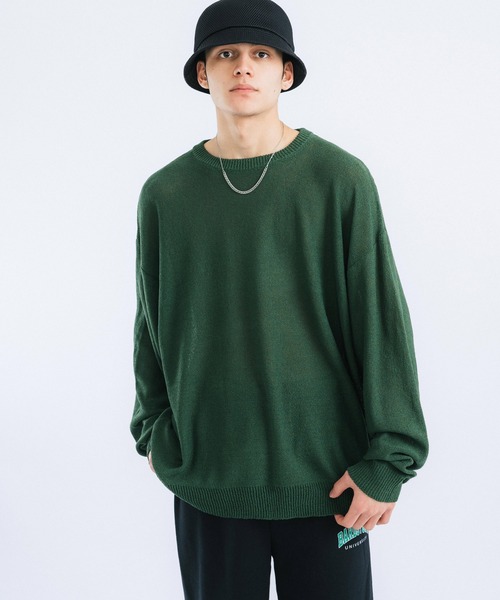 Ressaca（レサーカ）の「ドライタッチ ボリュームクルーネックニットプルオーバーセーター オーバーサイズ（ニット/セーター・メンズ・ブラック/オレンジ/ネイビー/マスタード/グリーン・M/L）」の14枚目の写真