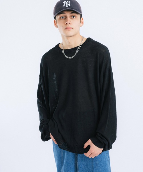 Ressaca（レサーカ）の「ドライタッチ ボリュームクルーネックニットプルオーバーセーター オーバーサイズ（ニット/セーター・メンズ・ブラック/オレンジ/ネイビー/マスタード/グリーン・M/L）」の18枚目の写真