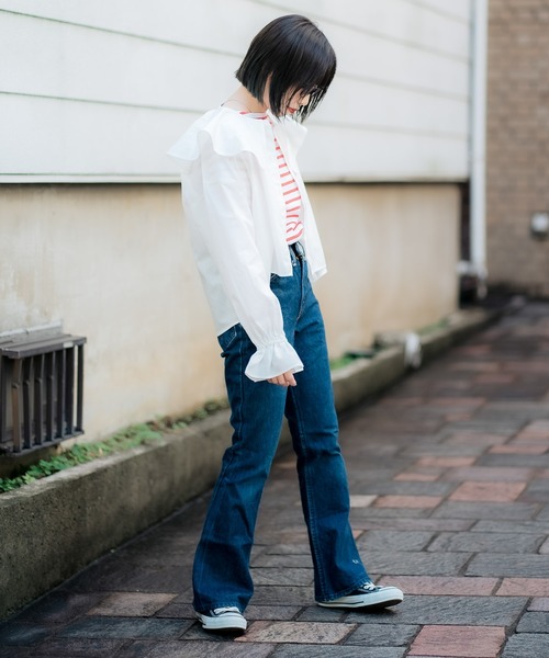 DuKKah（デュカ）の「Dukkah/【低身長向け】ビッグカラーブラウス（シャツ/ブラウス・レディース・ホワイト/イエロー・X-SMALL）」の8枚目の写真