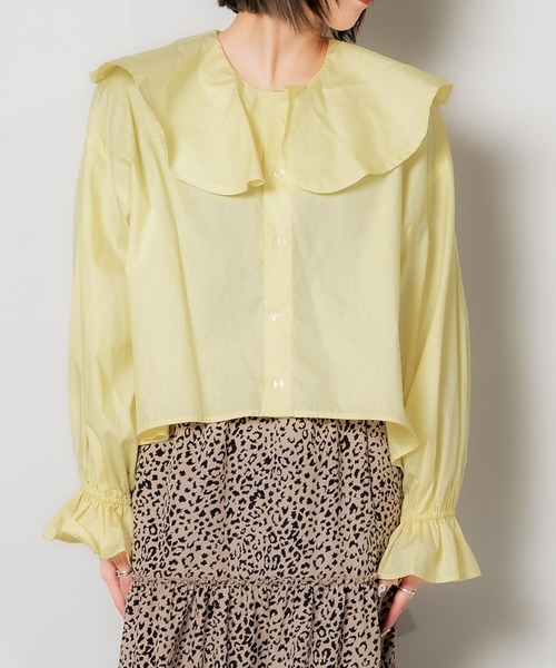 DuKKah（デュカ）の「Dukkah/【低身長向け】ビッグカラーブラウス（シャツ/ブラウス・レディース・ホワイト/イエロー・X-SMALL）」の12枚目の写真