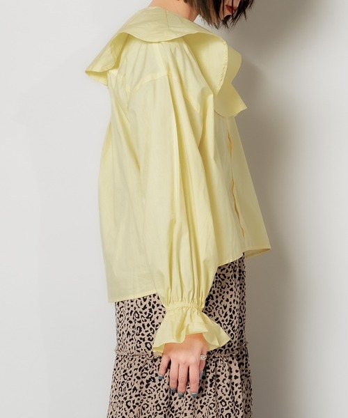 DuKKah（デュカ）の「Dukkah/【低身長向け】ビッグカラーブラウス（シャツ/ブラウス・レディース・ホワイト/イエロー・X-SMALL）」の16枚目の写真